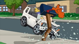 Stewie crashes his car