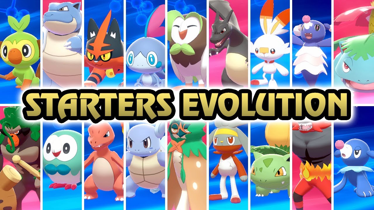 Pokemon Sword and Shield starters and their evolutions