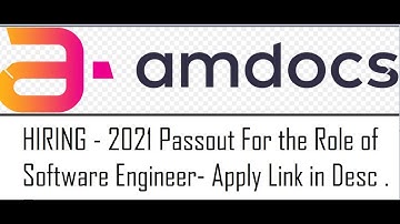 Amdocs Off Campus Drive for 2021 Batch| Informatica Hub
