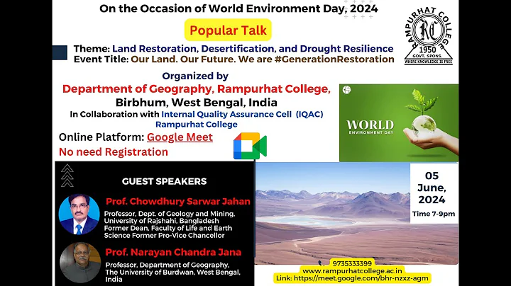 Popular Talks on Land Restoration and Drought Resilience - World Environment Day 2024