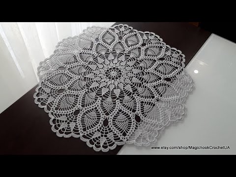 Салфетка крючком Пиковая дама с узором ананас. Вязание крючком. Crochet doily. #MagichookCrochet