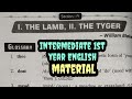 Inter 1st year English poetry the lamp and the tiger material new syllabus