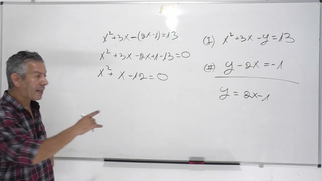 פתרון מערכת משוואות ממעלה שניה-דוגמה 5-כיתה ט.