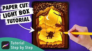 Anyone Can Draw This PAPER CUT LIGHT BOX in Procreate - Easy step by step tutorial for beginners screenshot 5