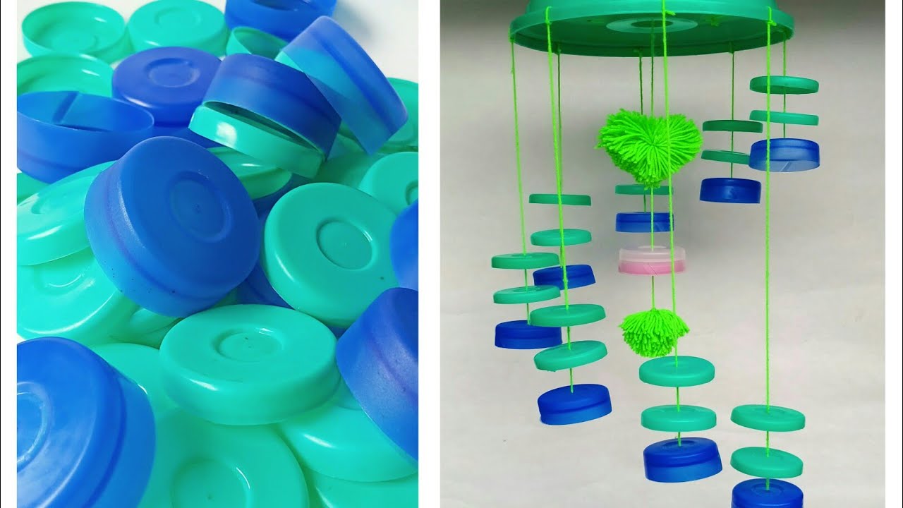 Beautiful Cilling Hanging out of Waste Plastic Bottle Caps DIY Bottle cap Home Decor