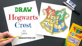 How to draw the Hogwarts crest