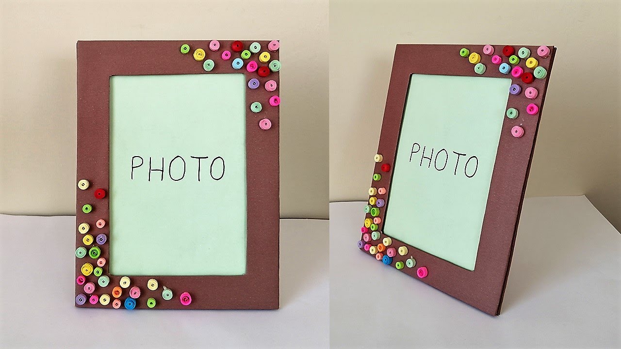 photo frame making at home  How to make a photo frame at home with  cardboard 