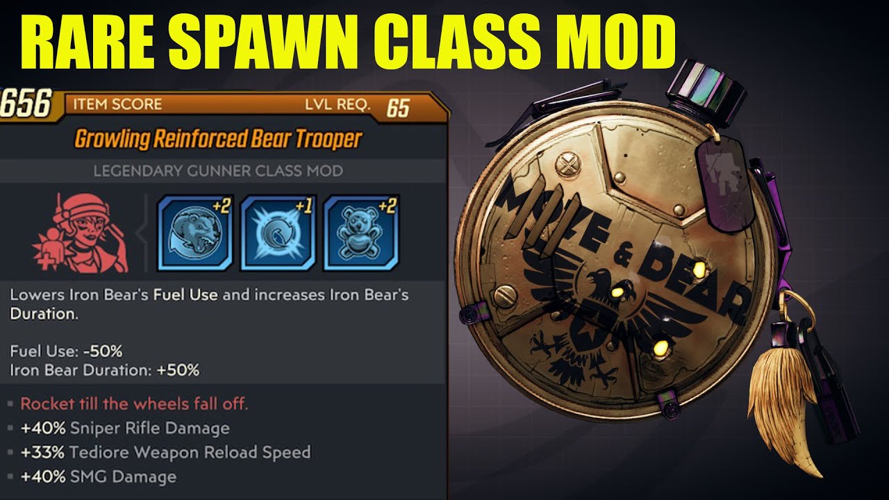 BL3 - LVL 65 - Growling Bear Trooper + 40% S.M.G Dmg + 40% Sniper Dmg + 33% Weapon Reload Speed