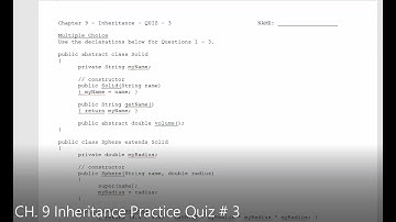 JAVA - Lesson #127 - APCSA - CH 9 Inheritance Practice Quiz #3