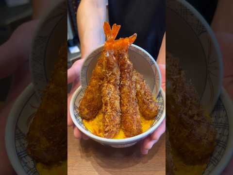 そびえ立つ海老丼！カツ丼は人を幸せにする Giant Shrimp Kastudon (Ebidon) 神田グルメ Japanese Street Food