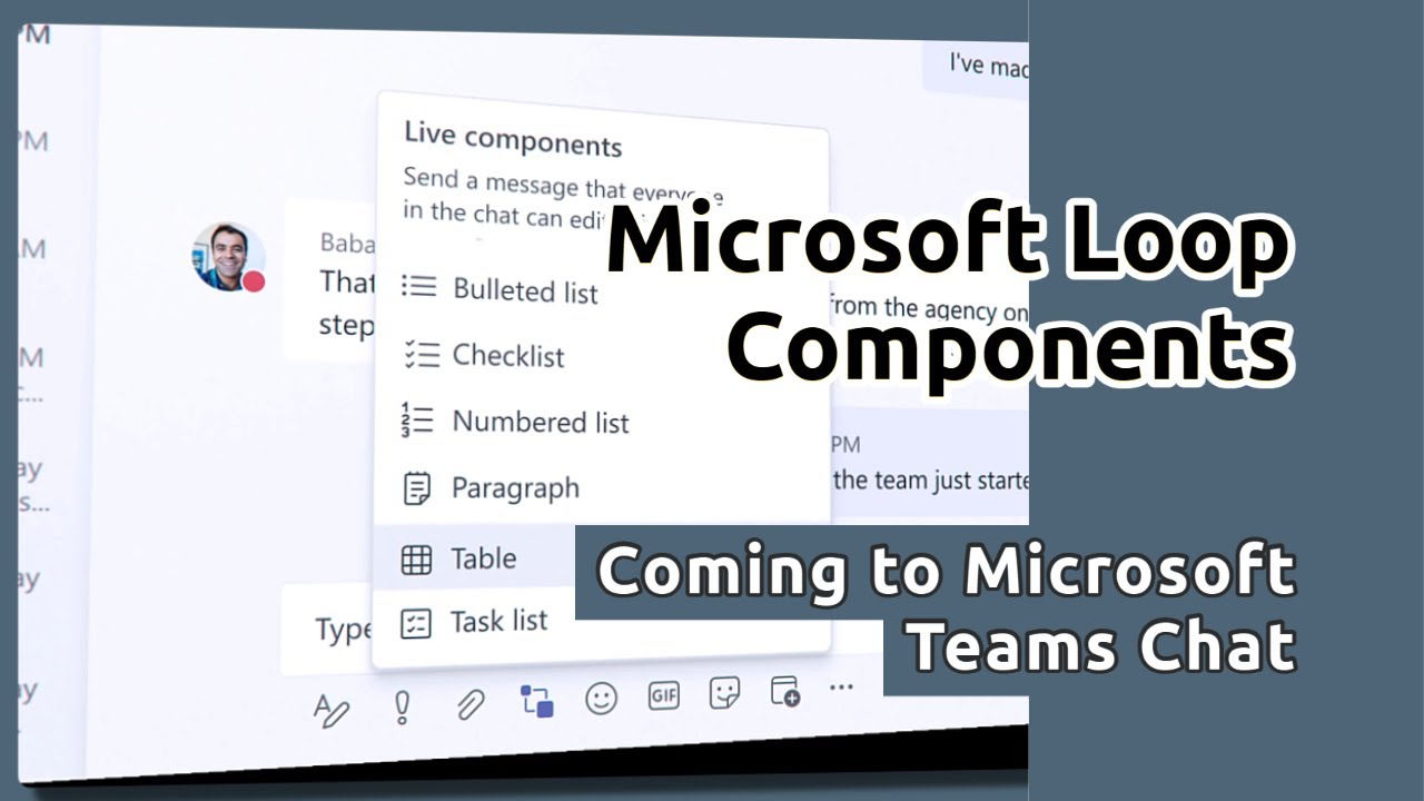 Microsoft Teams chat with self and Microsoft Loop Components