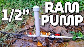 Awesome! 1/2" Ram Pump for Off Grid Water - Full Install of a Hydraulic Ram Pump on the Farm.