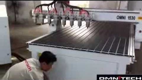 OMNI cnc router machine with 8 spindle on show 1530