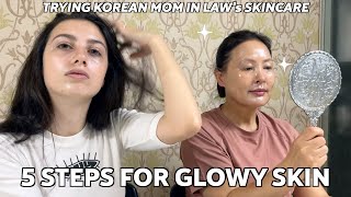 My Mom-in-law's KOREAN SKINCARE ROUTINE for GLOWY GLASS skin ✨ & Her Secret