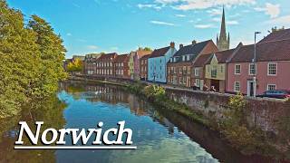 Morning walk in Norwich , From Norwich Castle to the city Market and the Cathedral, 4K