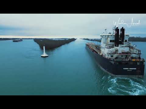 M/V PRESQUE ISLE in the Amherstburg Channel Detroit River by Windsor Aerial Drone Photography