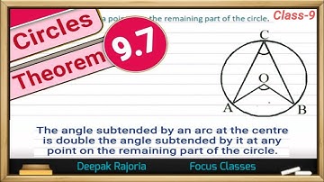 Circles Class 9 Theorem 9.7 : The angle subtended by an arc at the centre is double the angle