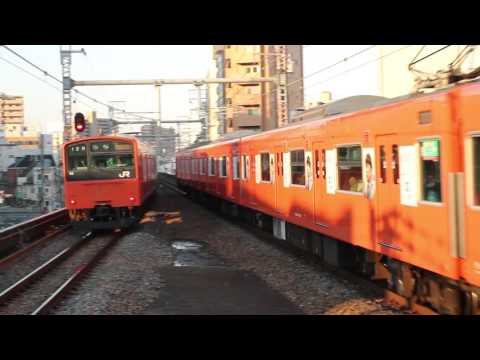 大阪環状線201系の離合 福島駅到着・発車