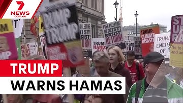 Trump warns Hamas over hostage shield tactics | 7NEWS