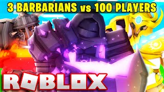 3 BARBARIANS vs 100 PLAYERS... (Roblox Bedwars)