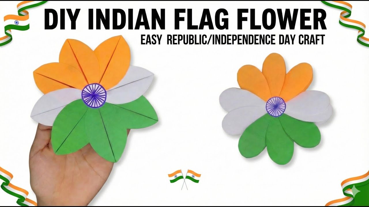 🌼 DIY Tricolor Flower Using Paper | Indian Flag Craft for Kids 🇮🇳