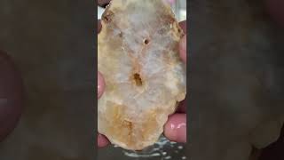 Cutting an awesome geode. So fricken beautiful What do you think #newmexico #rockcutting #geode #wow