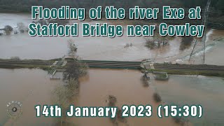RIVER EXE FLOODING NEAR COWLEY (14th January 2023)
