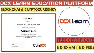 Free Certificate Course Online By DCX Learn | cryptocurrency | Free Course | blockchain Certificate