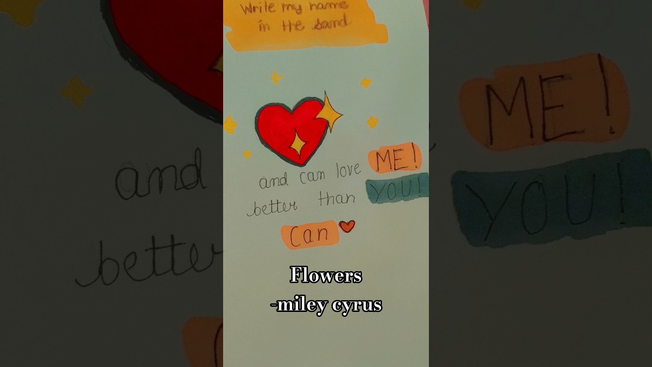 Flowers - miley cyrus | Lyrics art #shorts #aesthetic #flowers #lyrics #art #trending #fyp — Ojasvi Drawz YouTube video