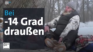 Obdachlose in der Kälte - Bei minus 14 Grad nachts im Schlafsack