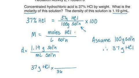 Mass Percent to Molarity