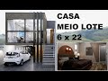 CASA GEMINADA DE 6 x 22 METROS, EM MEIO LOTE