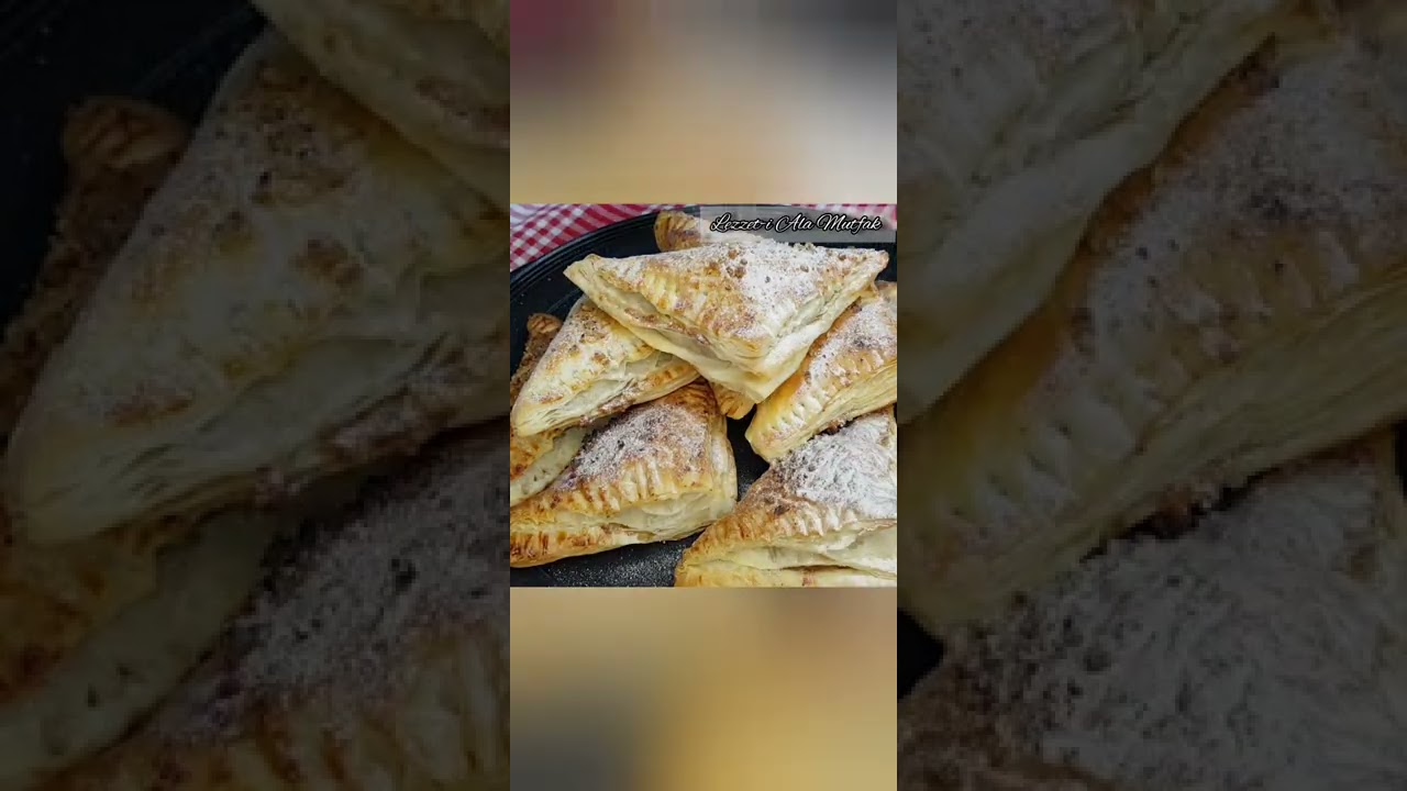Çok Pratik♨️Elmalı milföy çörek♨️#pratiktarifler #kurabiye #kolaytarifler #yemektarifi #pasta #tatlı