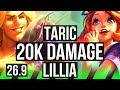 TARIC vs LILLIA (JGL) | Good KDA: 6/1/22, Press The Attack, 20K damage | NA Grandmaster | 26.9