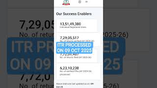 LATEST UPDATE OF ITR PROCESSING 09 OCT 2025