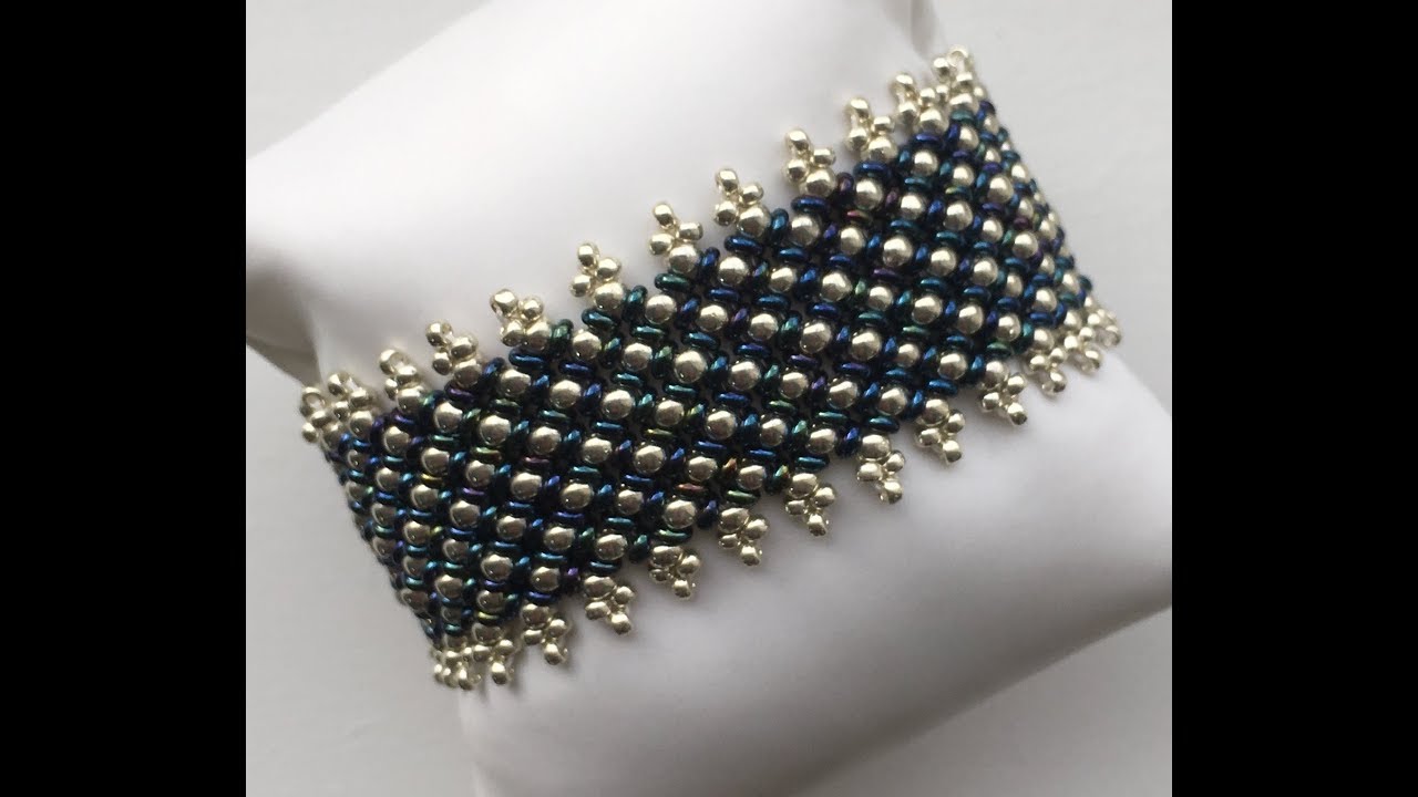 Плоский шенилловый стежок – браслет-манжета