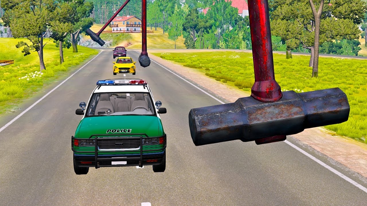 Giant Rotating Hammers vs Cars, Buses & Trucks #2 | BeamNG Drive | BeamNG Fun ||