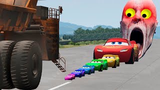 Flatbed Trailer Truck Potholes Transport Car Portal Trap Rescue - Cars vs Speed Bumps - BeamNG.drive screenshot 5