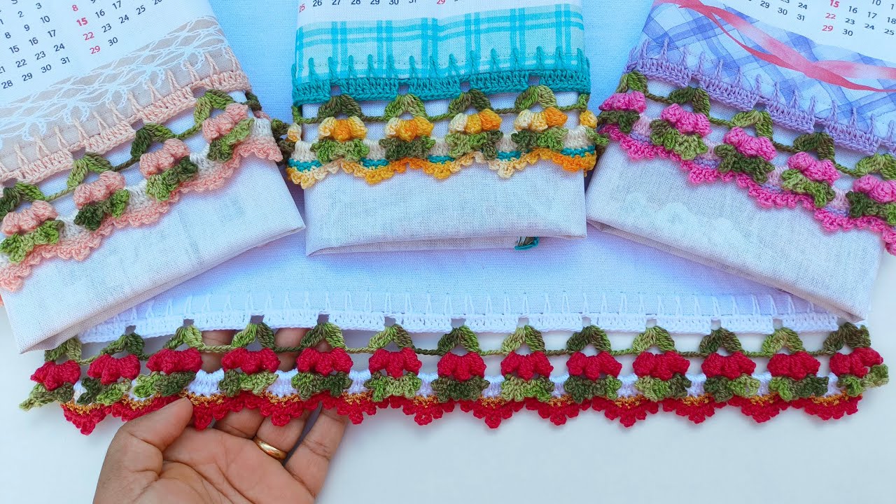 Crochet edging for dish towels 🌷 - YouTube