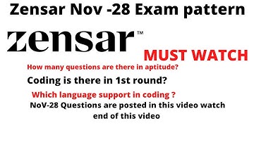 Zensar Nov-28 Exam pattern with Questions /Must Watch #zensar #zensartech