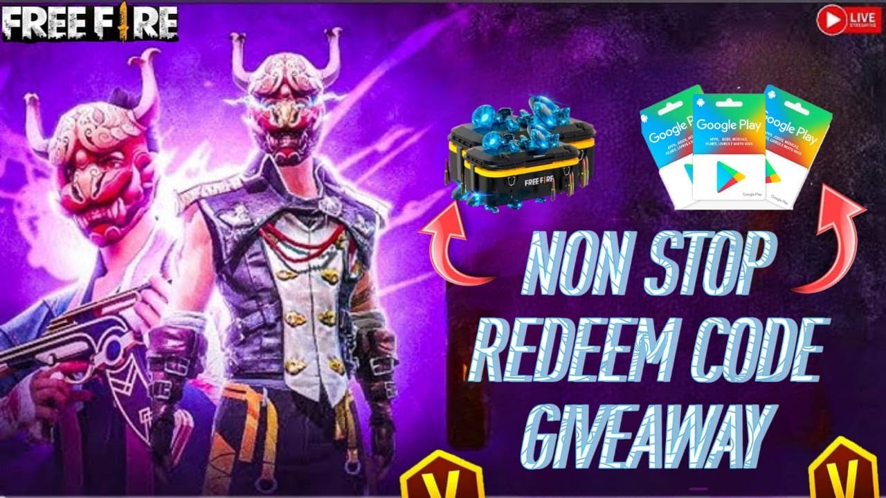 FREE FIRE LIVE GIVEAWAY🎁| NON STOP REDEEM CODE GIVEAWAY|FF TEAM CODE ...