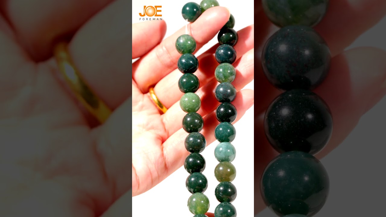 G0563b Natural Moss Agate Round  Beads for Jewelry Making 15''