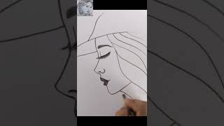Easy drawing Girl side face #Shorts