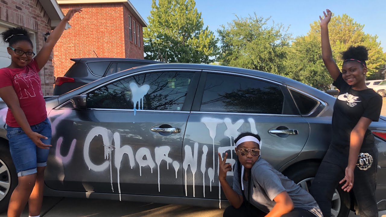 spray painting car prank on our New Orleans mom YouTube