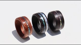 木とアバロン貝の指輪の作り方 How to make wood ring with Avalon inlay.