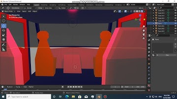 low poly train interior ... blender ...GAME ASSET