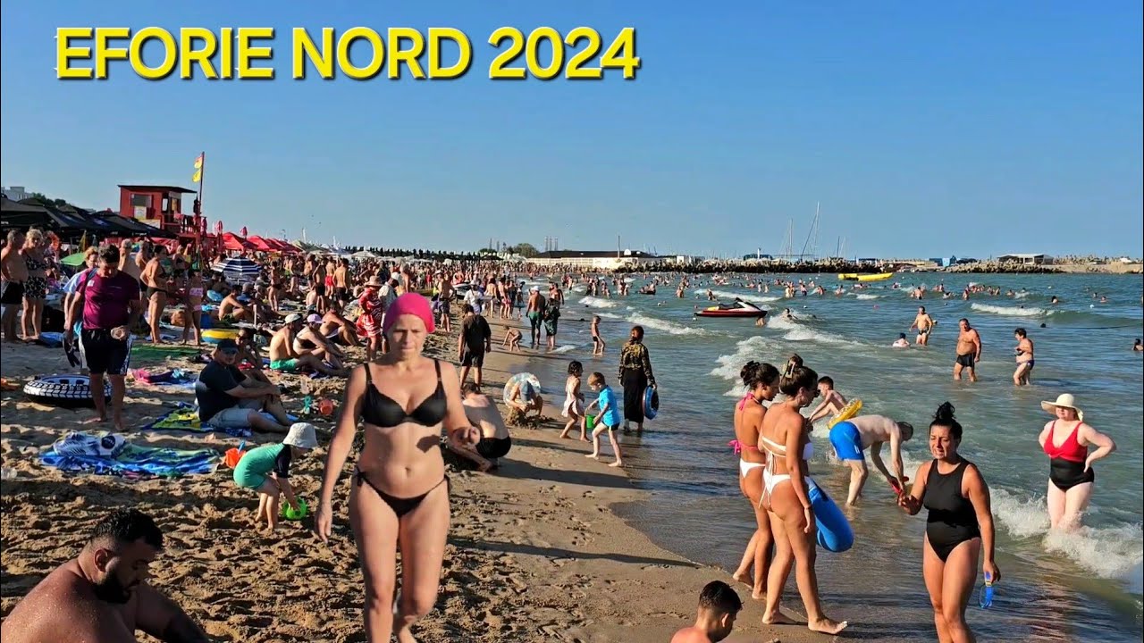 STATIUNEA EFORIE NORD 2024 SI PLAJA PLINA DE OAMENI.MAREA ESTE SUPER!