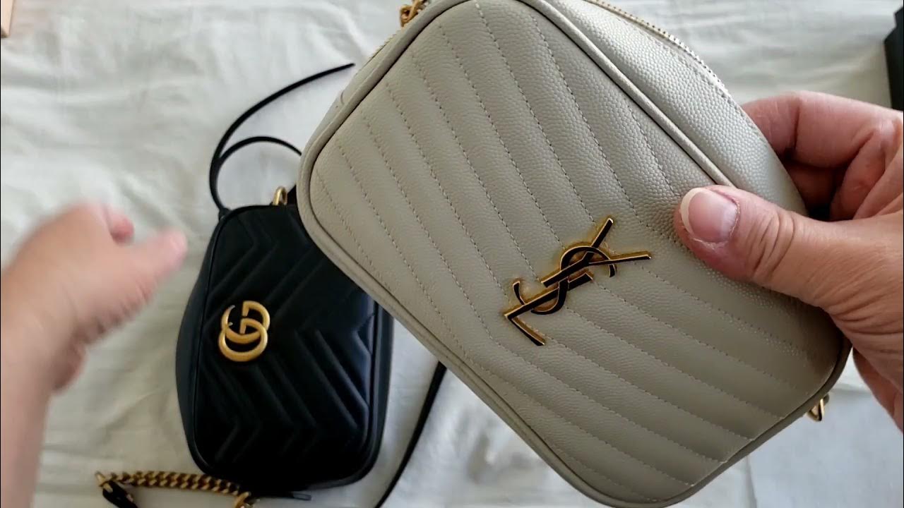 Gucci VS Saint Laurent MINI Camera Bag GG Marmont & Lou COMPARISONS / What  Fits YSL Unboxing 