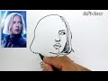 ONE LINE DRAW , How to draw BLACK WIDOW with only one line