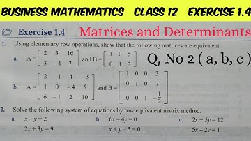 Solve By Row Equivalent Matrix Method | Business Maths Class 12